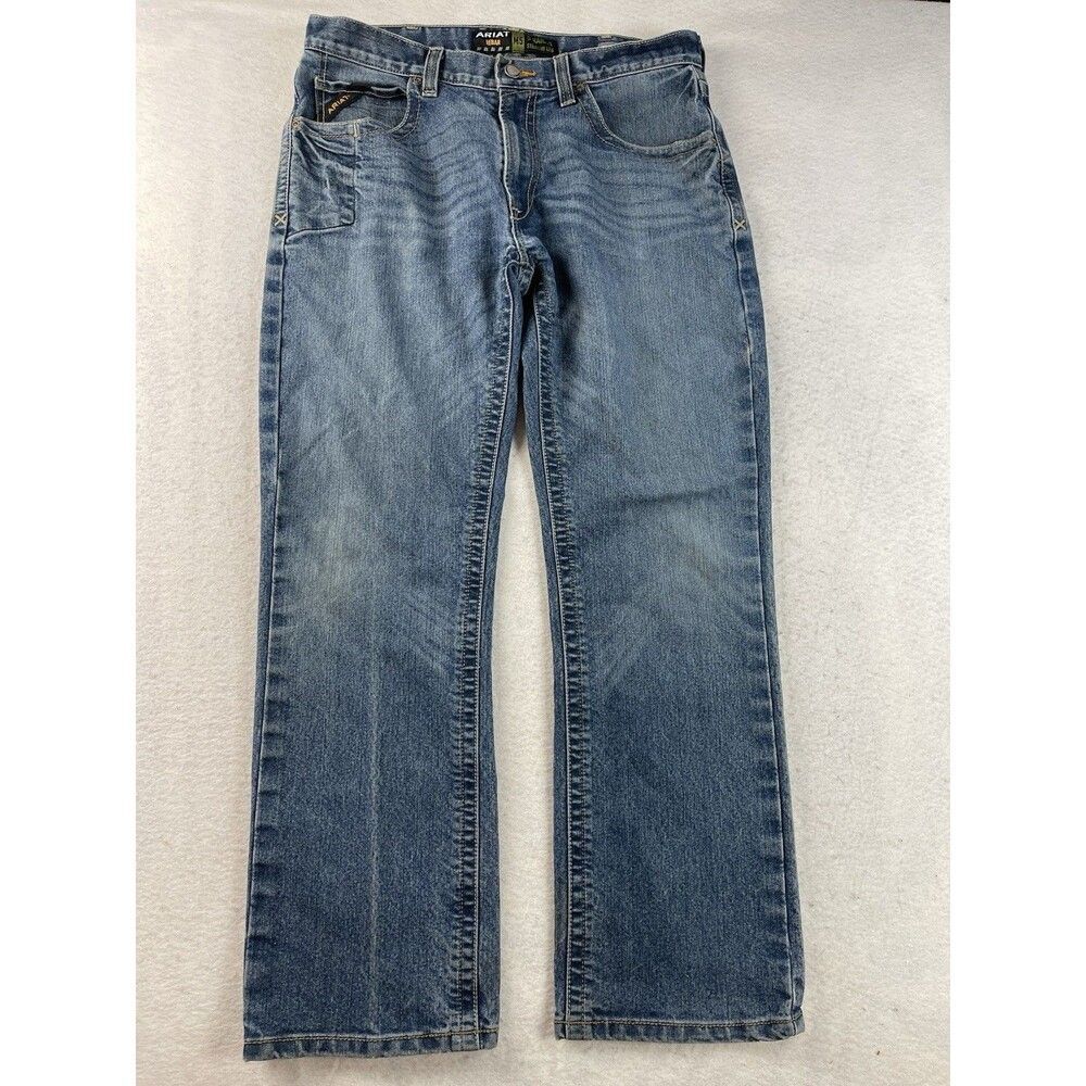 Ariat Rebar Men’s 36x32 Jeans M5 Straight Leg Denim Work Medium Wash Distressed